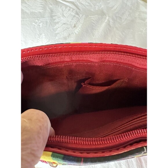 Stripe Multicolor Shoulder Bag 11x7x3 Zipper Close Inner Pockets Matching Wallet - Picture 6 of 16